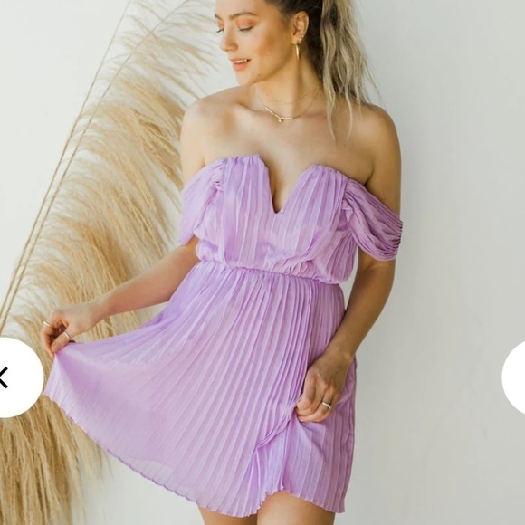 DO+BE Lavender Purple Pleated Strapless Dress - Picture 2 of 16